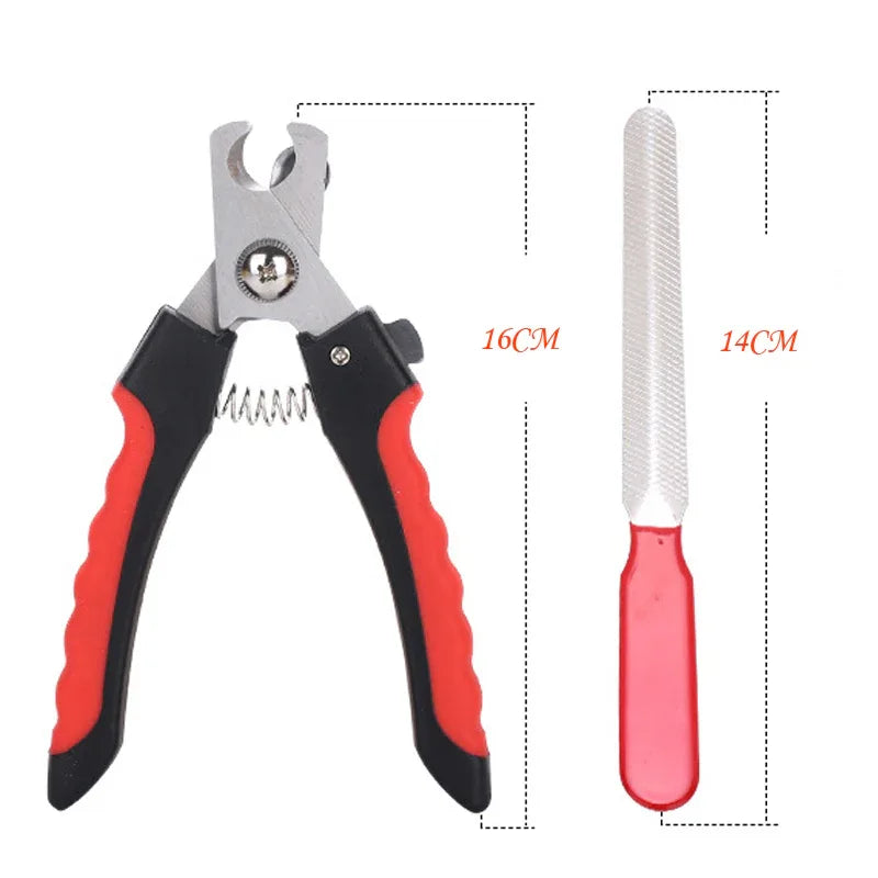 Coupe-Ongles Inox pour Chien & Chat — Tailles S & L, Rouge