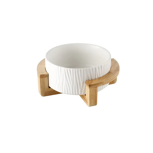 Set de Bols en Céramique pour Chat & Chien — Support Bois