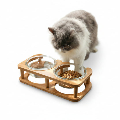 Bol en Verre pour Chat & Chien — Simple & Double, Cadre Rond