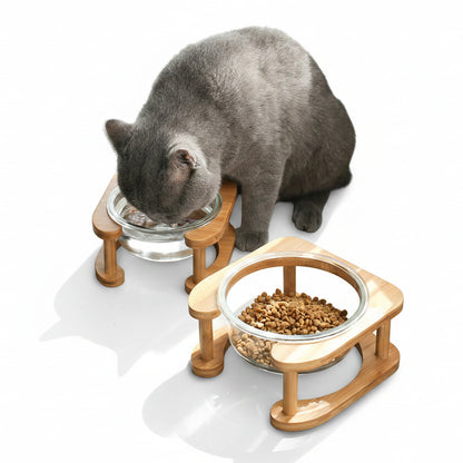 Bol en Verre pour Chat & Chien — Simple & Double, Cadre Rond