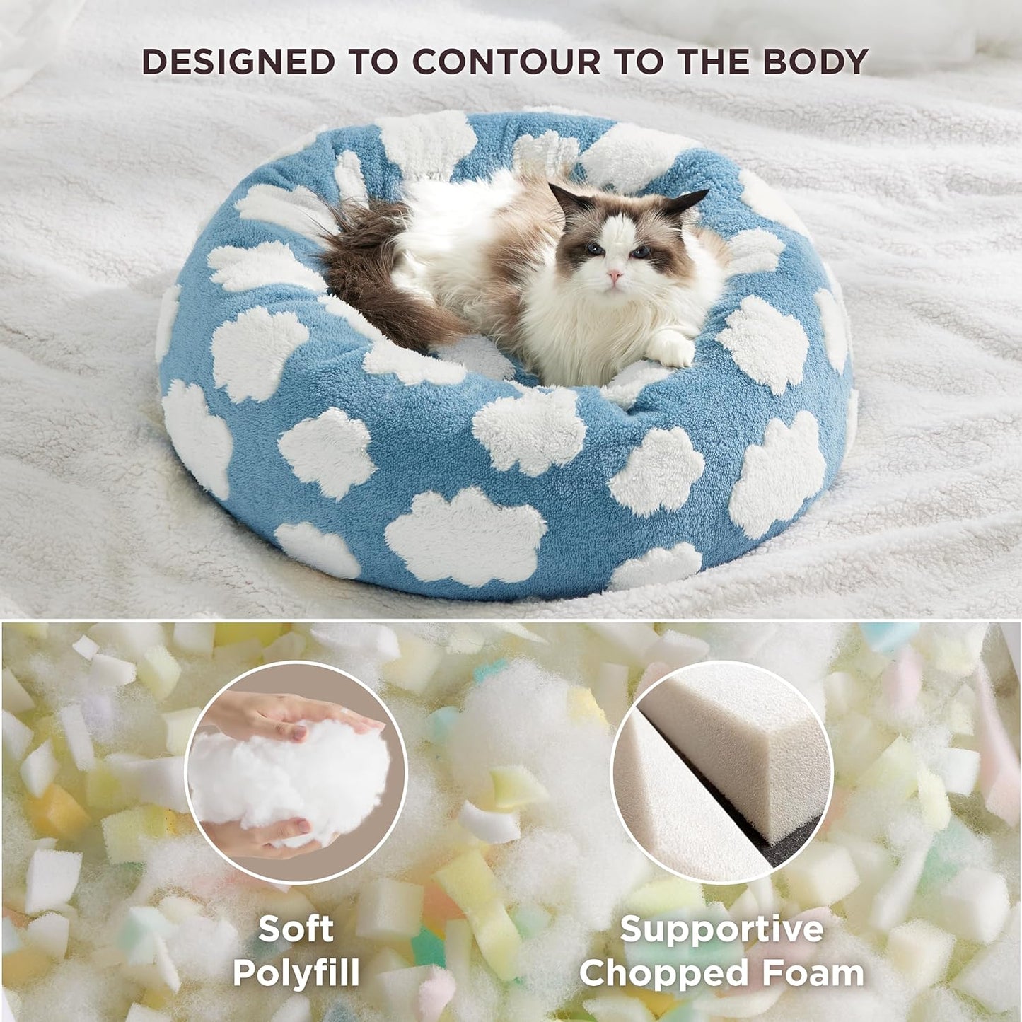 Lit Donut Rond pour Chat & Chien — Apaisant, Intérieur