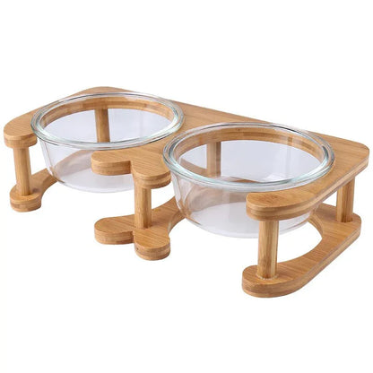 Bol en Verre pour Chat & Chien — Simple & Double, Cadre Rond