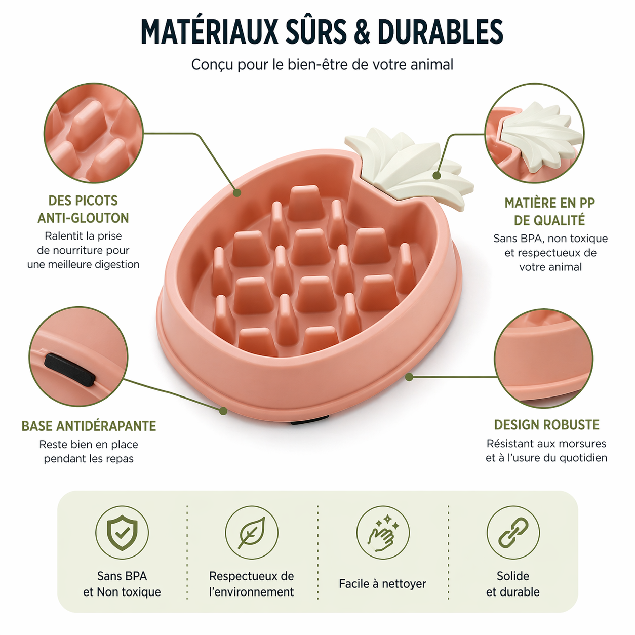 Bol Distributeur Lent — Plastique Alimentaire, Chiens & Chats