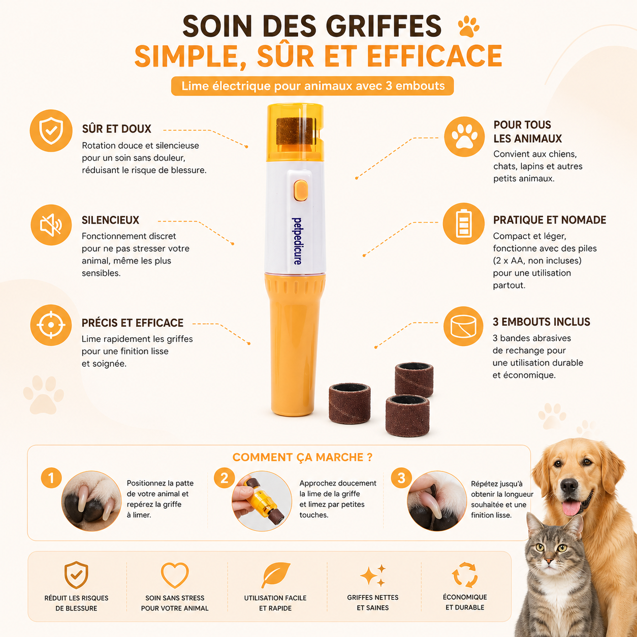 Coupe-Ongles pour Animal avec Garde de Sécurité — Anti-Surcoupe