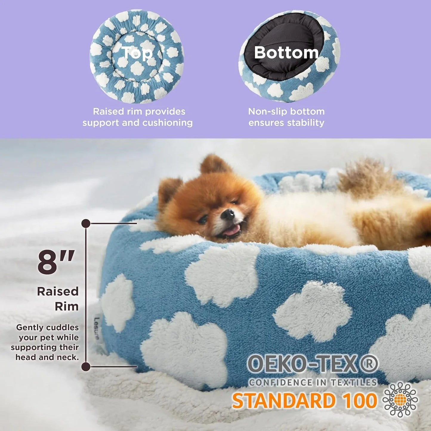Lit Donut Rond pour Chat & Chien — Apaisant, Intérieur
