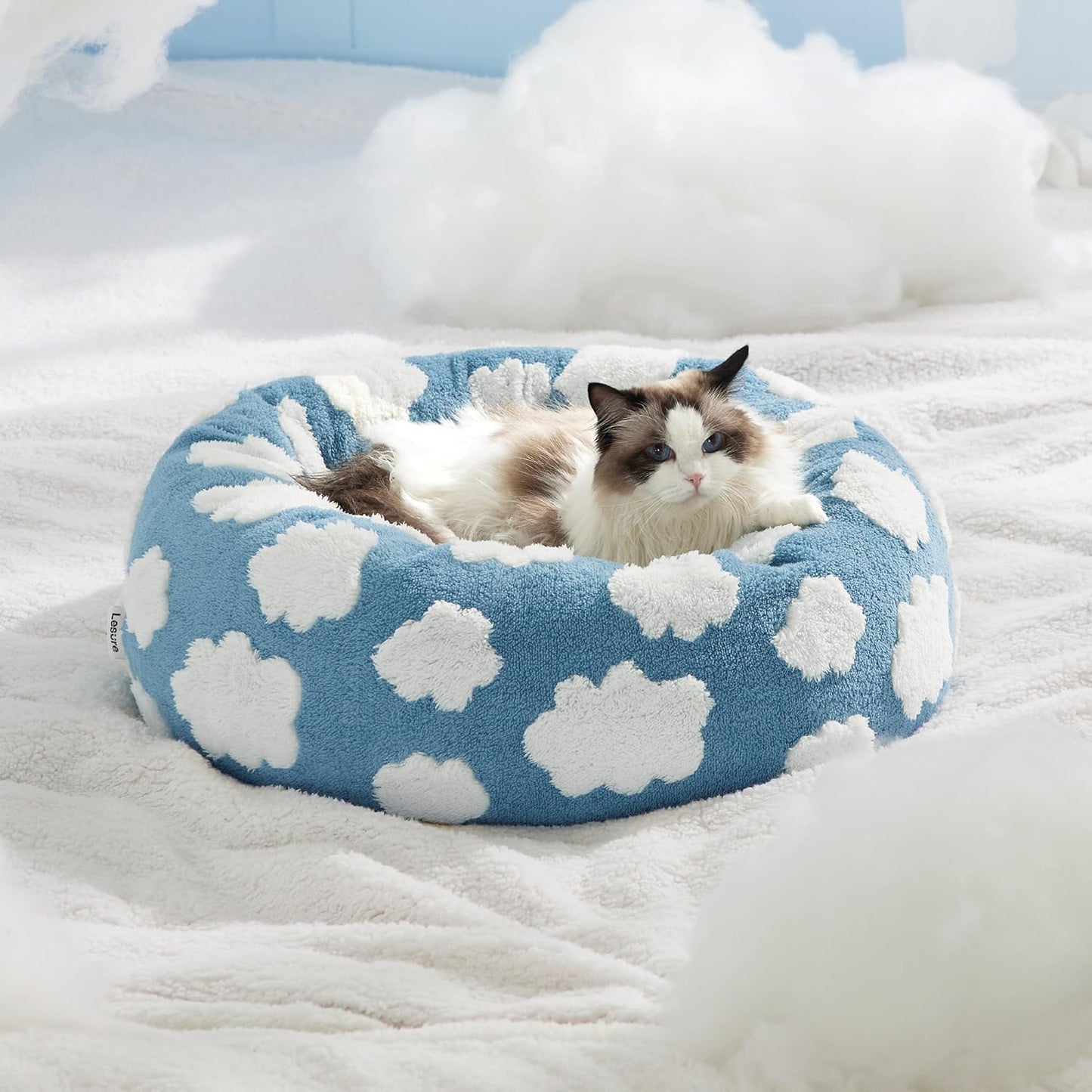 Lit Donut Rond pour Chat & Chien — Apaisant, Intérieur
